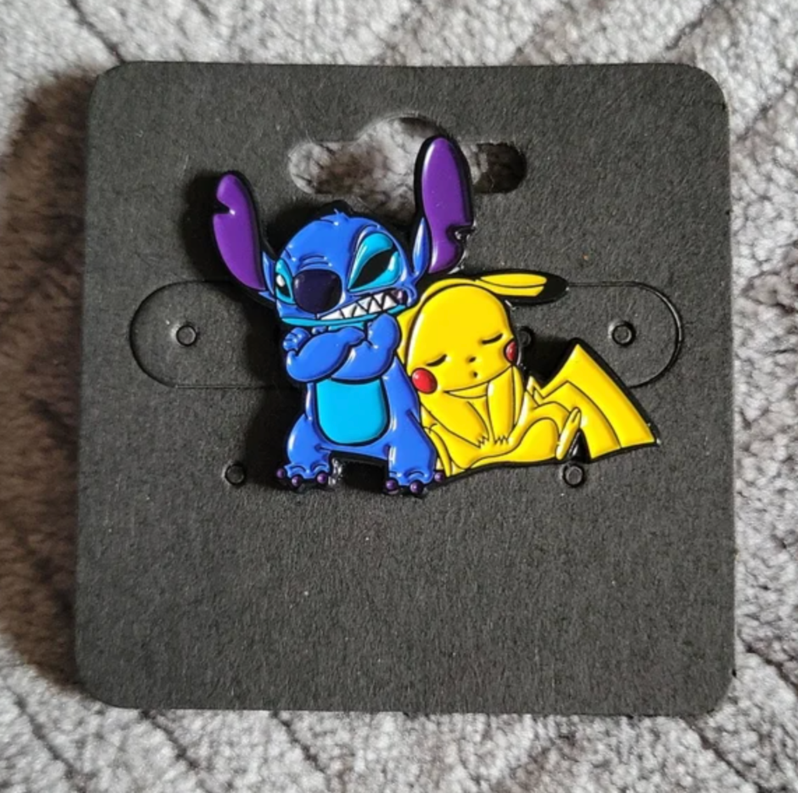 ππ Stitch & Pikachu Cute Enamel Pin β Adorable Cartoon Crossover Lapel Badge for Fans & Collectors