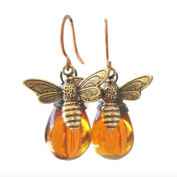Retro Gold Bee Honey Drop Earrings β Vintage Statement Jewelry for Women
