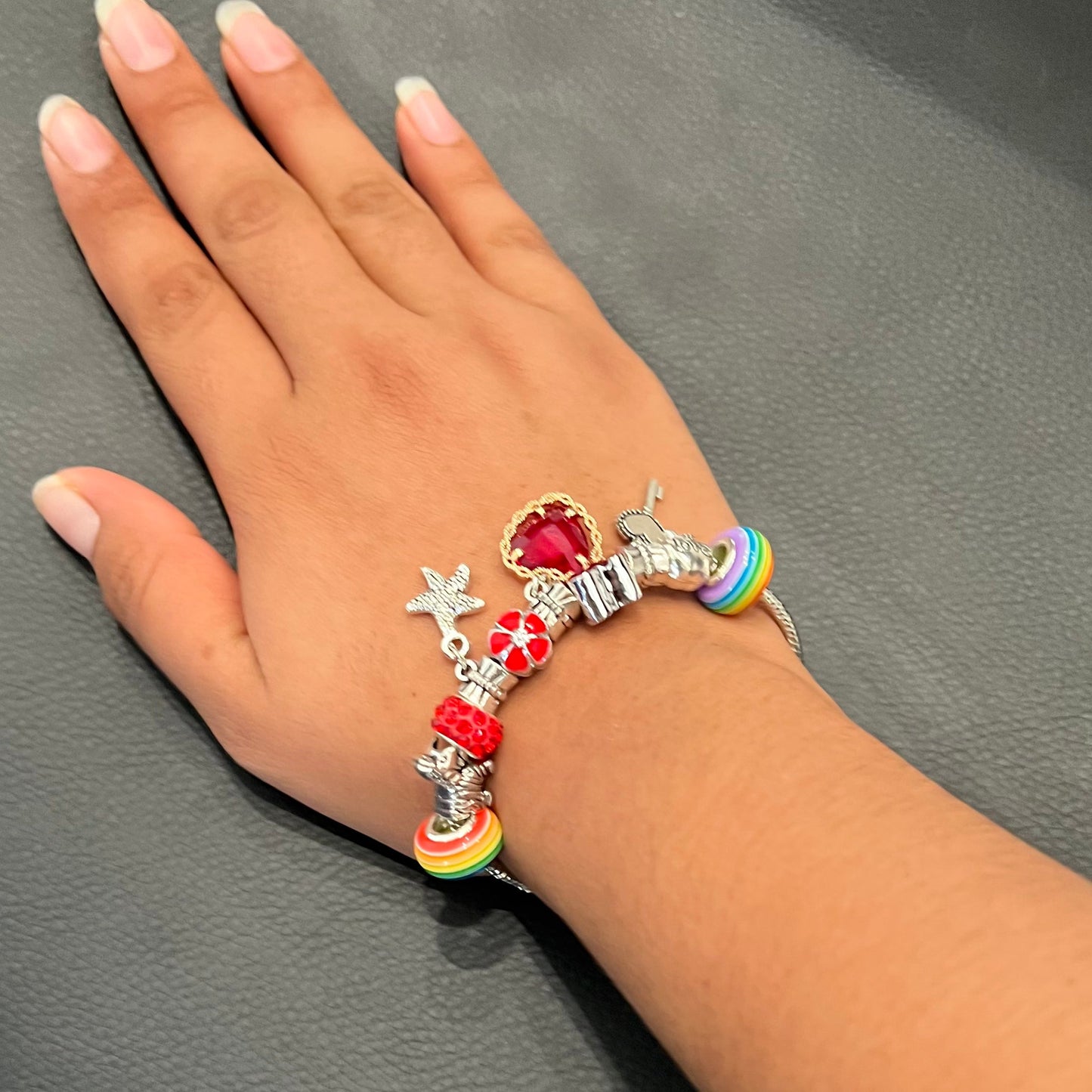 🔥Trendy Red Crystal Charm Bracelet – Fashion Jewelry Gift for Girls & Teens