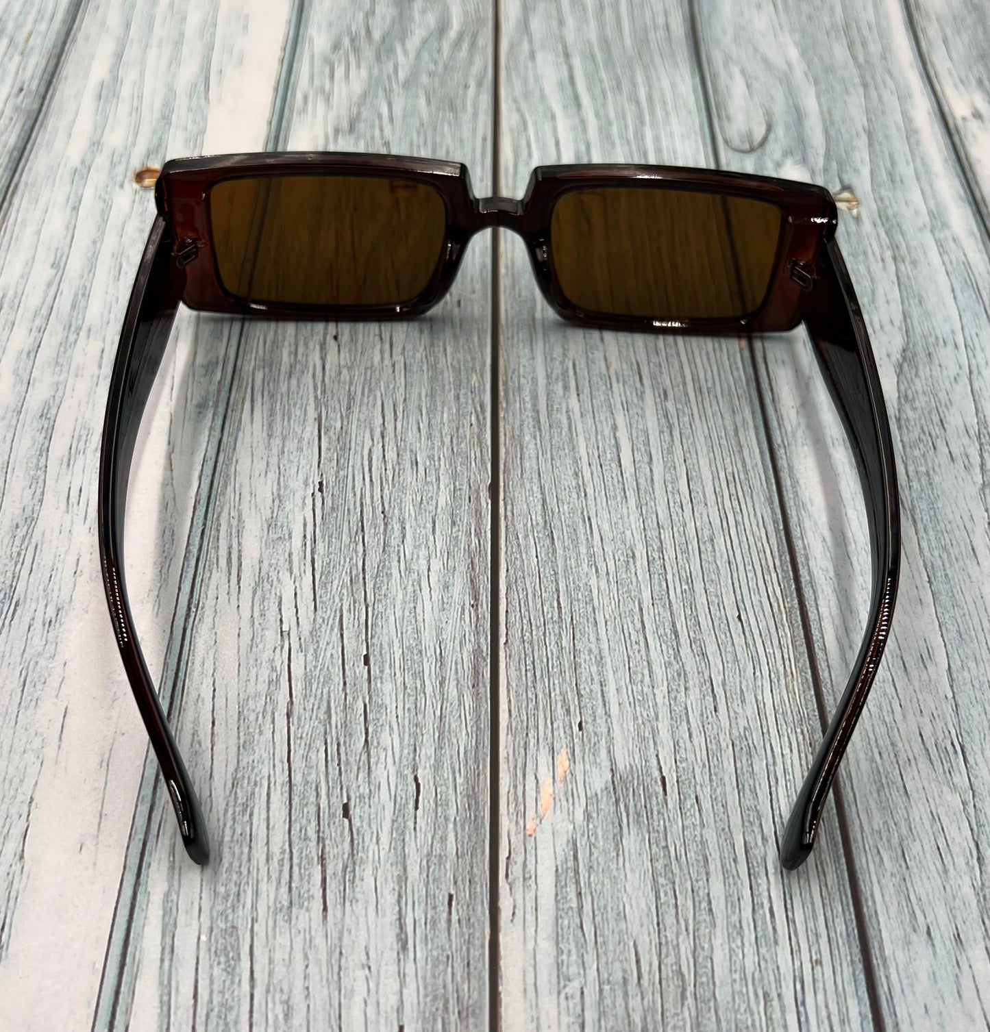 š„HOTš„ Fashionable Geometric Square Small Frame Fluorescent Dark Brown Sunglasses