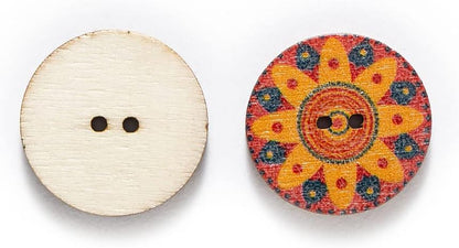 50 Mandala & More Wooden Buttons 2”
