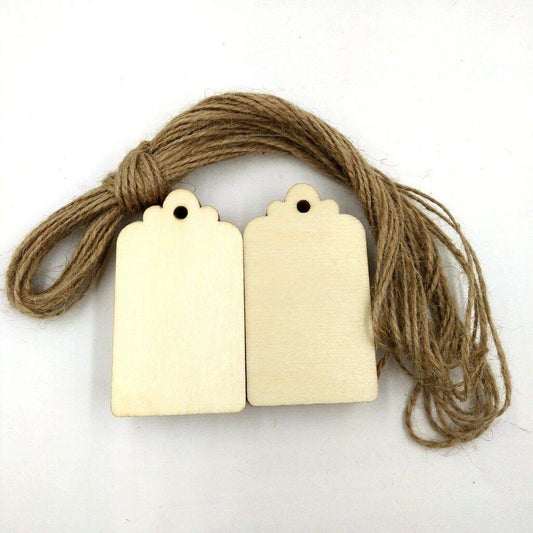 10 pcs Unfinished Wood Tags Wooden Gift Tags Wedding Party Favors with Ropes