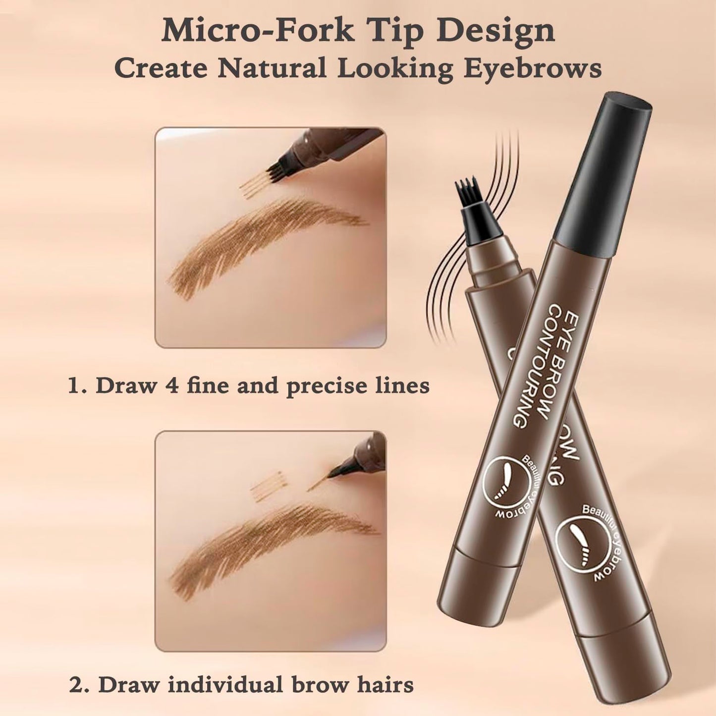 🖊️ 4 Points Eyebrow Pen - Grayish Brown (04) | Waterproof Microblading Brow Pencil