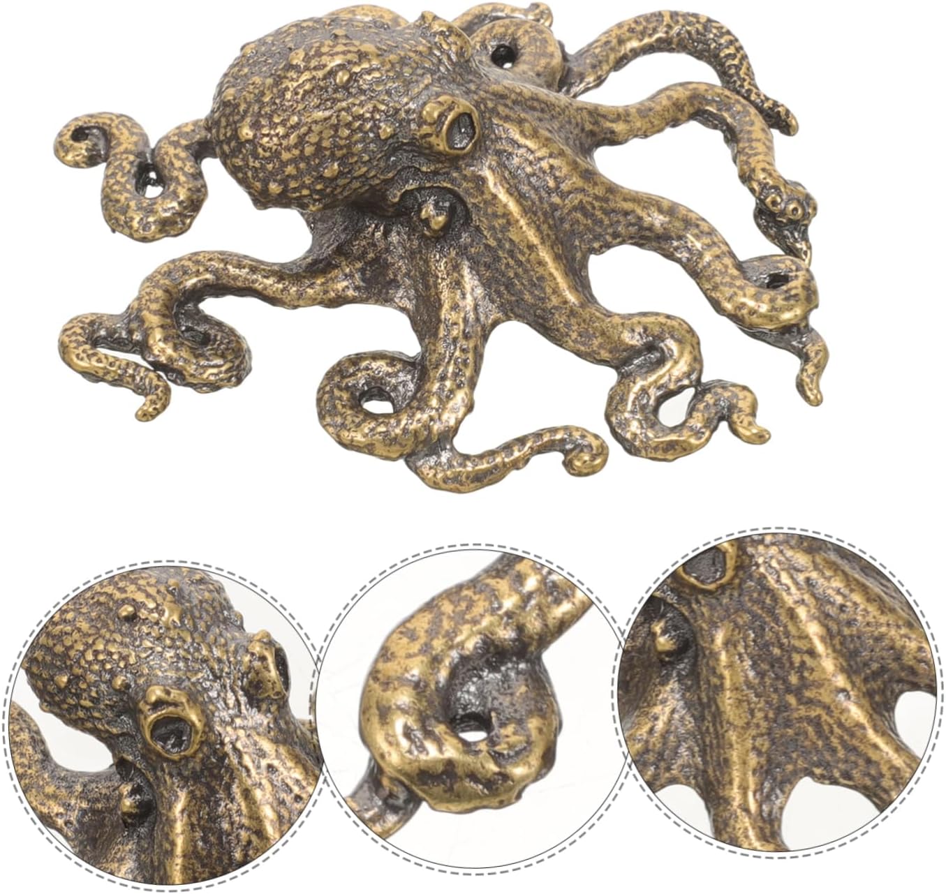 Octopus Pure Brass Miniature Figurine – Vintage Retro Decor