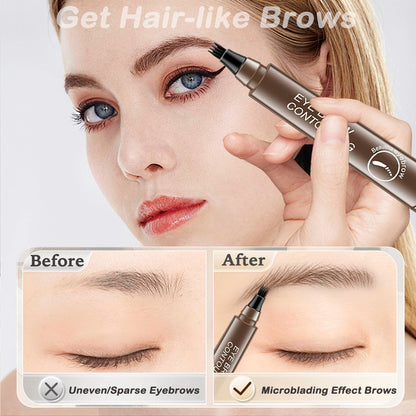 🖊️ 4 Points Eyebrow Pen - Grayish Brown (04) | Waterproof Microblading Brow Pencil