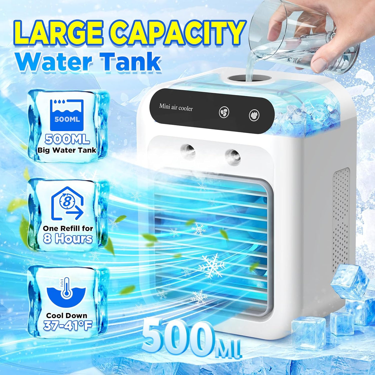 Portable Air Conditioner Fan 3-in-1 – Mini Air Cooler with Mist