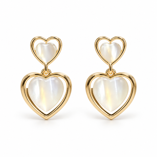 Simple Opal Heartshaped Earrings Ear Jewelry