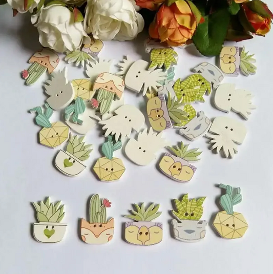 100 PCS Cartoon Wooden Buttons – DIY Sewing & Craft Supplies 🧵✨