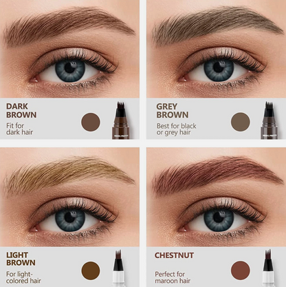 🖊️ 4 Points Eyebrow Pen - Grayish Brown (04) | Waterproof Microblading Brow Pencil