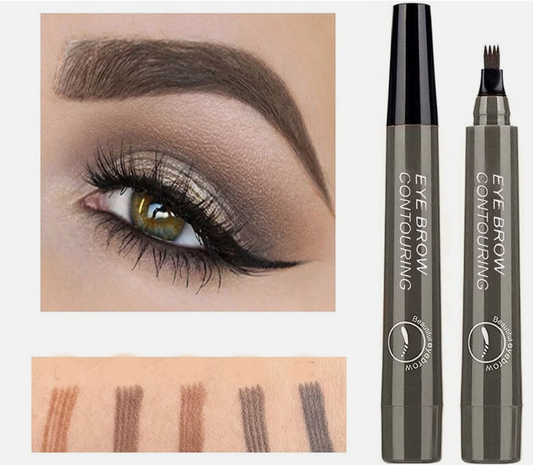 🖊️ 4 Points Eyebrow Pen - Grayish Brown (04) | Waterproof Microblading Brow Pencil