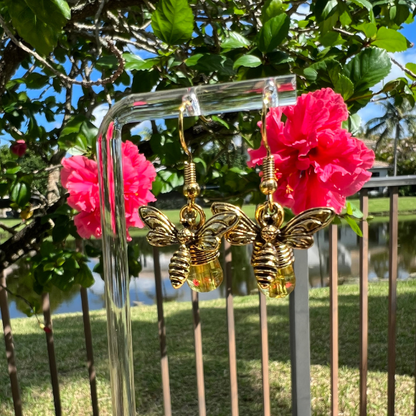Retro Gold Bee Honey Drop Earrings – Vintage Statement Jewelry for Women