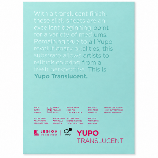 Legion Yupo Synthetic Paper Pad - 5" x 7", Transluscent, 15 Sheets