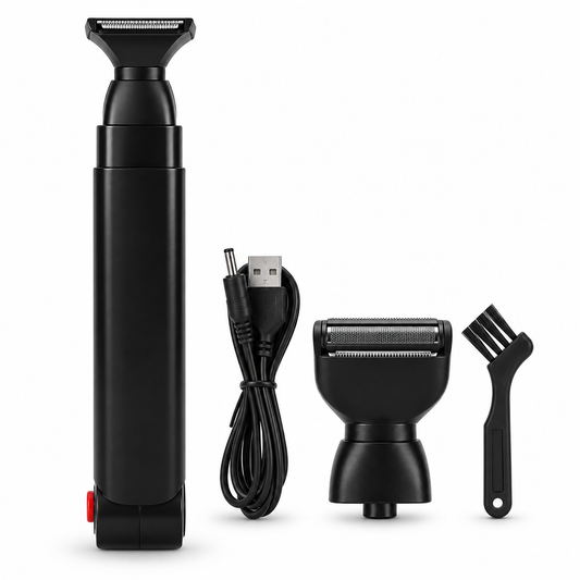 Long-Handle Folding Telescopic Ceramic Back Shaving Knife Men's Body Hair Trimmer with Charging for Back Shaving
