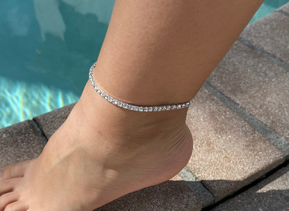 1-Line Diamond Rhinestone Anklet Bracelet for Women – Elegant Gift Jewelry