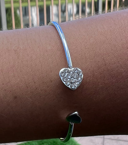 🎁PERFECT FOR GIFT🎁 Full Diamond Heart-Shaped Love Bracelet Opening Gold-Plated Bracelet Double Peach Heart Bracelet for Women