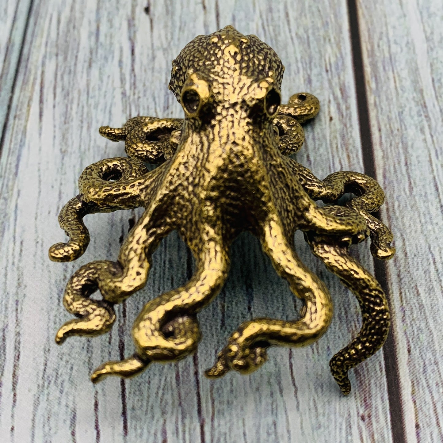 Octopus Pure Brass Miniature Figurine – Vintage Retro Decor