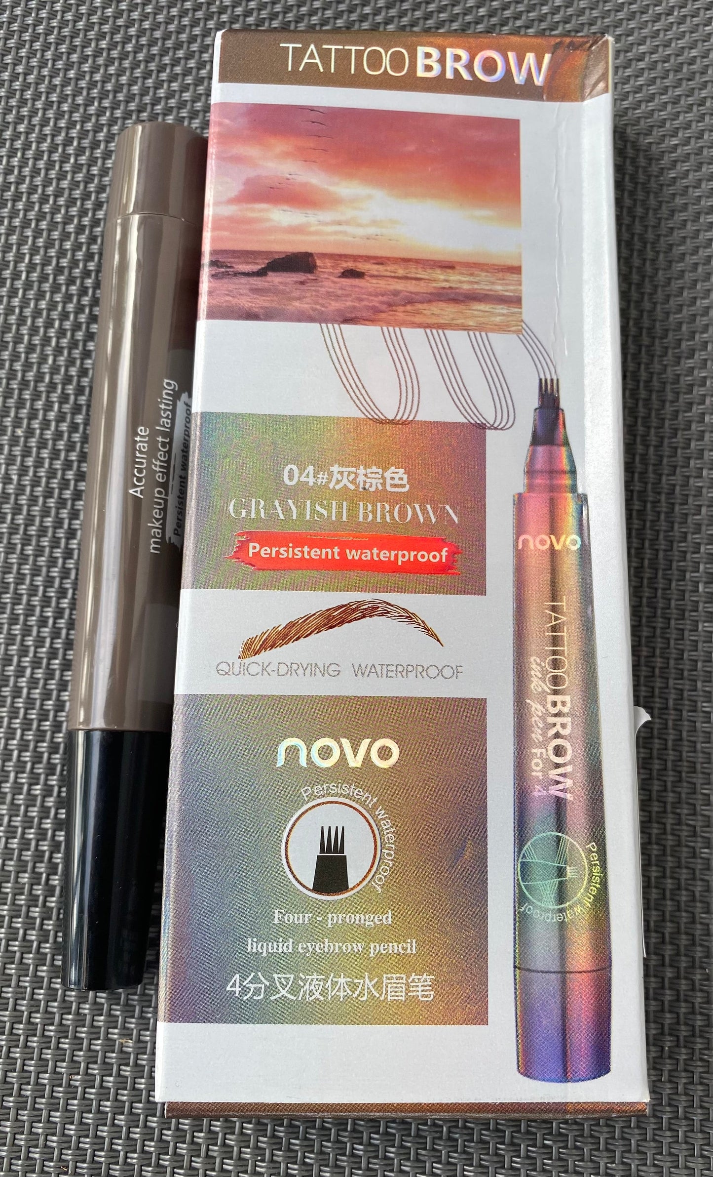 🖊️ 4 Points Eyebrow Pen - Grayish Brown (04) | Waterproof Microblading Brow Pencil