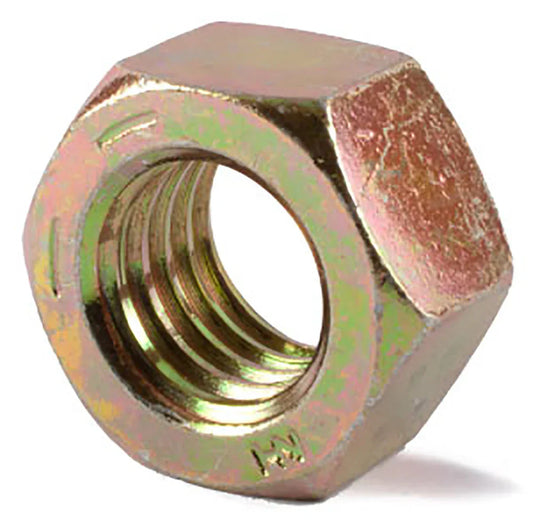 7/16-20 Grade 8 Fine Hex Nuts HNH 2560D Yellow Zinc 10pcs P/N 63064